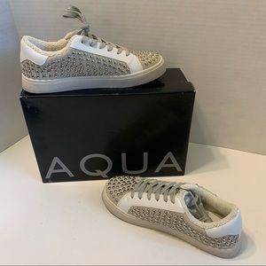 AQUA - TESS STUDDED Leather SNEAKERS Size 7.5  - Lace Up -